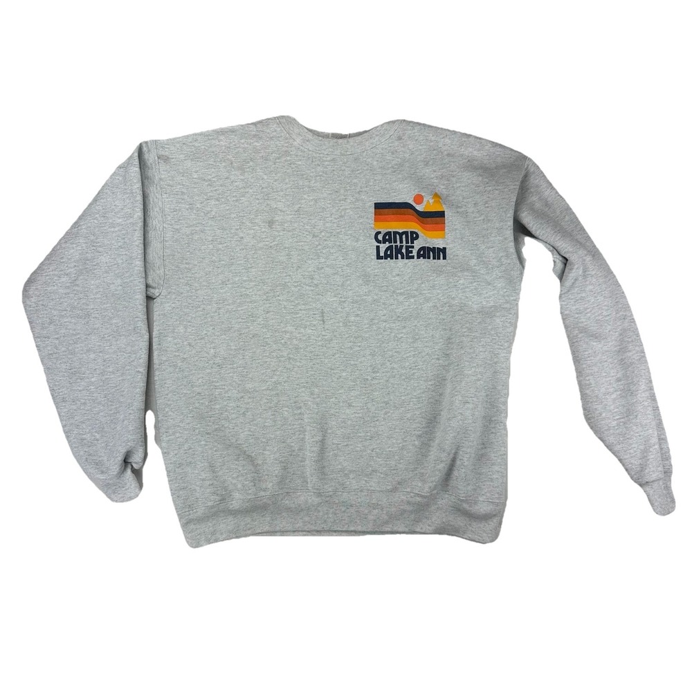 VTG Camp‎ Lake Ann Michigan Sweatshirt Gray Retro Sunset Logo Size M